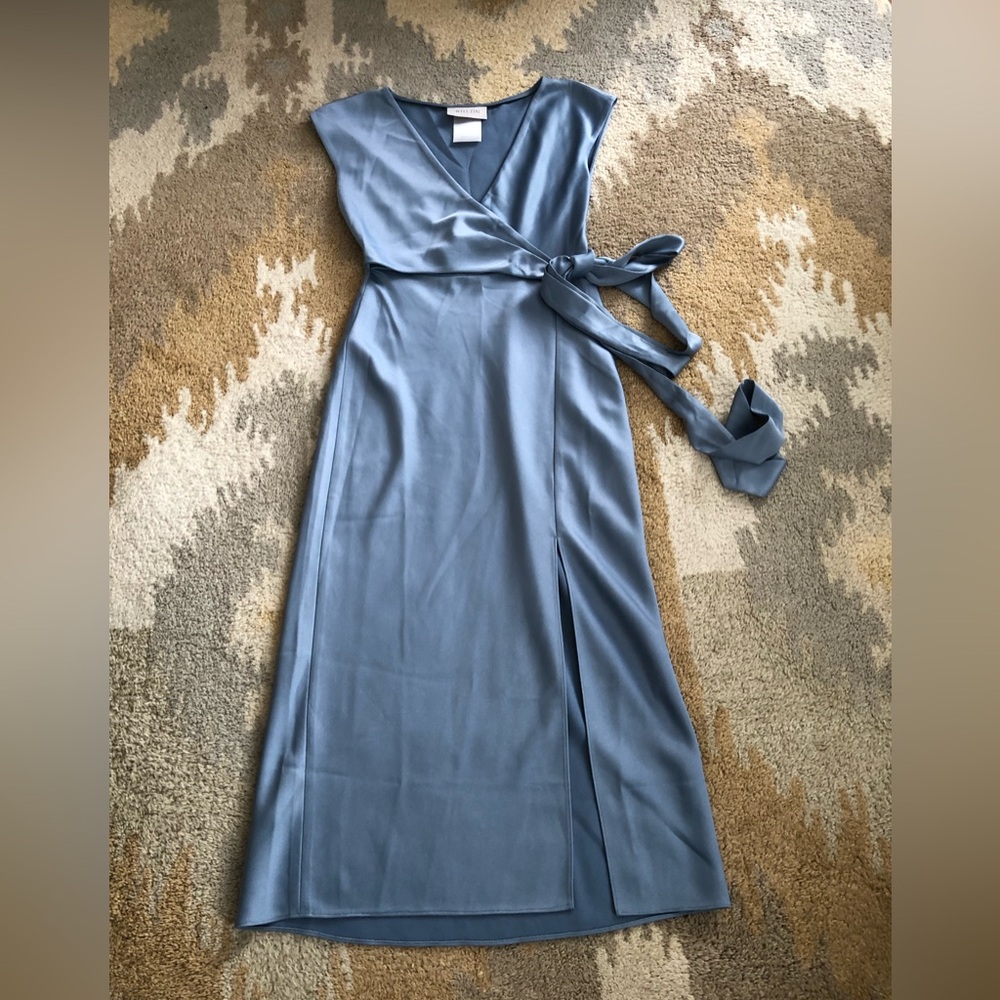 ANTHROPOLOGIE x BHLDN Louisa Satin Charmeuse Dress Dusty Blue Sz 2 NWOT!